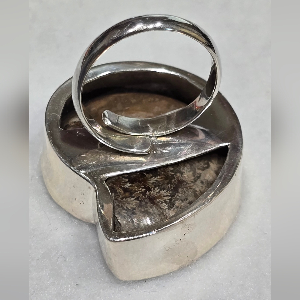 Ammonite Ring, Solid Sterling Silver Gemstone Ring - image 3